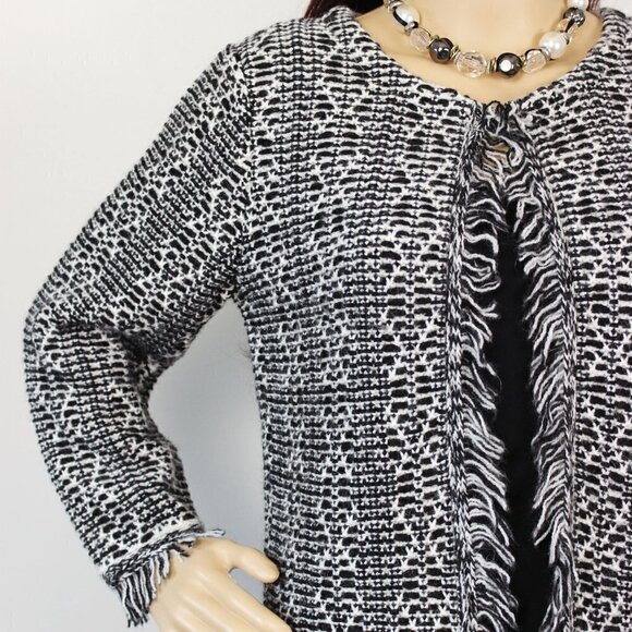Lineamaglia Italian Wool Alpaca Blend Fringe Cardigan Small - Picture 3 of 10